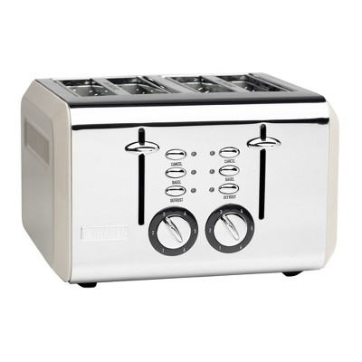 Haden 75011 Cotswold Wide Slot Stainless Steel Body Countertop Retro 4 Slice Toaster with Adjustable Browning Control, Putty Beige