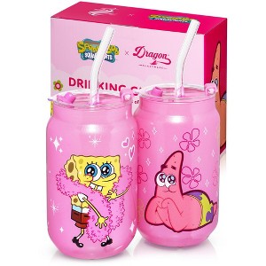 Dragon Glassware x SpongeBob SquarePants 16 oz Pink Drinking Glasses Set of 2 - 1 of 4
