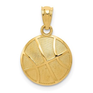 Black Bow Jewelry 14k Yellow Gold 2D Textured Basketball Pendant, 13mm (1/2 inch) - 1 of 4