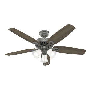 Hunter 52" Builder Lighted Ceiling Fan Matte Silver Finish with 5 Blades in Warm Grey Oak/Light Gray Oak - 1 of 1