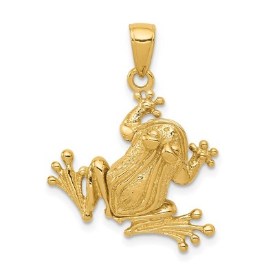 Black Bow Jewelry 14k Yellow Gold Articulated 3D Frog Pendant