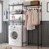 Over Washer and Dryer Shelves, 4 Tiers Laundry Room Standing Dry Racks, Metal Freestanding Clothes Drying Rack with Hamper and Hooks - 2 of 4
