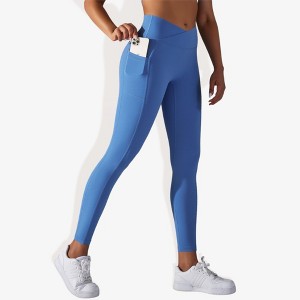 Anna-Kaci Women's Overlap V-Waist High-Waisted with Pockets Seamless Yoga Workout Compression Tights for Running and Gym Training - 1 of 4