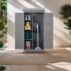 ORRD Outdoor Wooden Storage Shed with Metal Top, Tall Vertical Tool Cabinet for Garden & Patio - 4 of 4