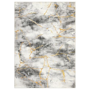 Abstract Modern Washable Low Pile Area Rug with Rubber Backing Foldable Stain Resistant Carpet for Bedroom Living Room - 1 of 4