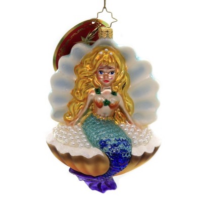 Christopher Radko 5.5" Collect Pearls Ornament Mermaid Shell  -  Tree Ornaments