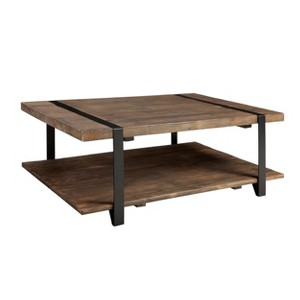 48" Modesto Solid Wood & Metal Coffee Table: Rustic, Shelf Storage - Alaterre Furniture - 1 of 4