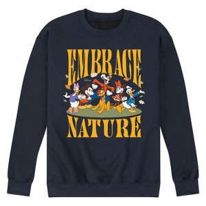 Men's - Disney - Embrace Nature Minnie Daisy Mickey Goofy Pluto Donald Graphic Fleece Sweatshirt - 1 of 4