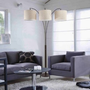 84" Traditional Arc Floor Lamp with 3 Shades (Includes CFL Light Bulb) Brown - Ore International - 1 of 3