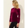 INSPIRE CHIC Women's Pocket Front Velvet Long Sleeve Casual Button Down Shirt - 3 of 4