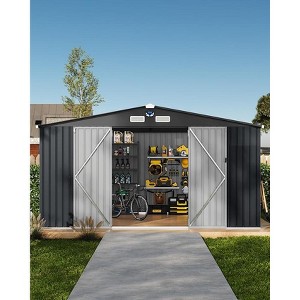 Iron 12 * 10 with windows and solar lights, tool room in dark gray -1 - 1 of 1