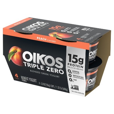 Oikos Triple Zero Peach Greek Yogurt - 4ct/5.3oz Cups_4