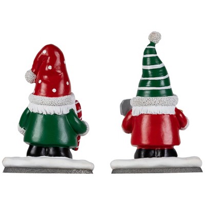 Festive Santa Gnomes Resin Christmas Stocking Holders Set