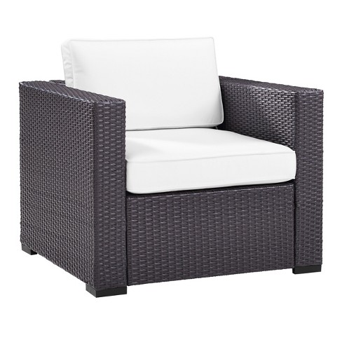 Biscayne Armchair With White Cushions - Brown/white - Crosley: All ...