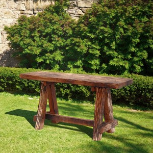 Royal Hampton Wooden Garden Patio Bench With Retro Etching - 1 of 4