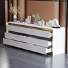 Famapy White Six Drawer Dressers Storage Cabinet Golden Inlaid Contemporary Style - 3 of 4
