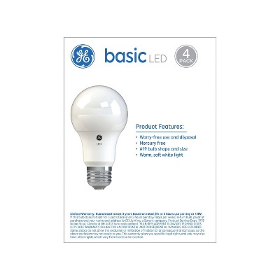 GE 4pk 5.2W 40W Equivalent Basic LED Light Bulbs Soft White_3