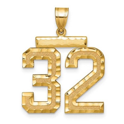 Black Bow Jewelry 14k Yellow Gold, Varsity Collection, Large D/C Pendant Number 32