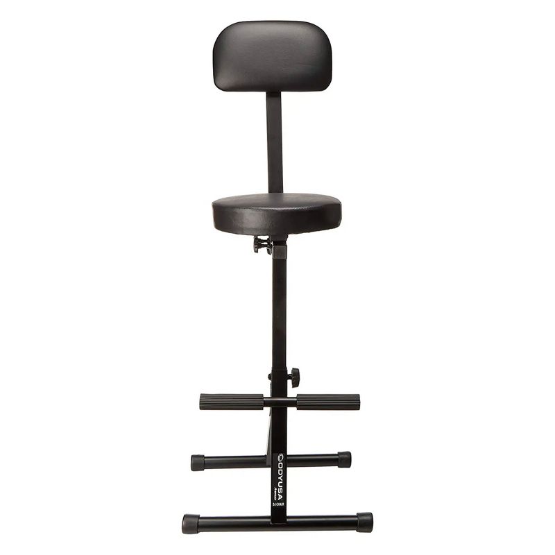Odyssey DJ Musician Performer Chair Seat Padded Portable Stool with 300 Pound Weight Limit, Adjustable Height, and Back Rest, Black, 2 of 6