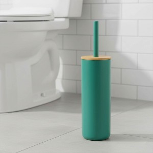 Evideco French Home Goods Modern Toilet Brush and Holder Set with Bamboo Lid - 1 of 4