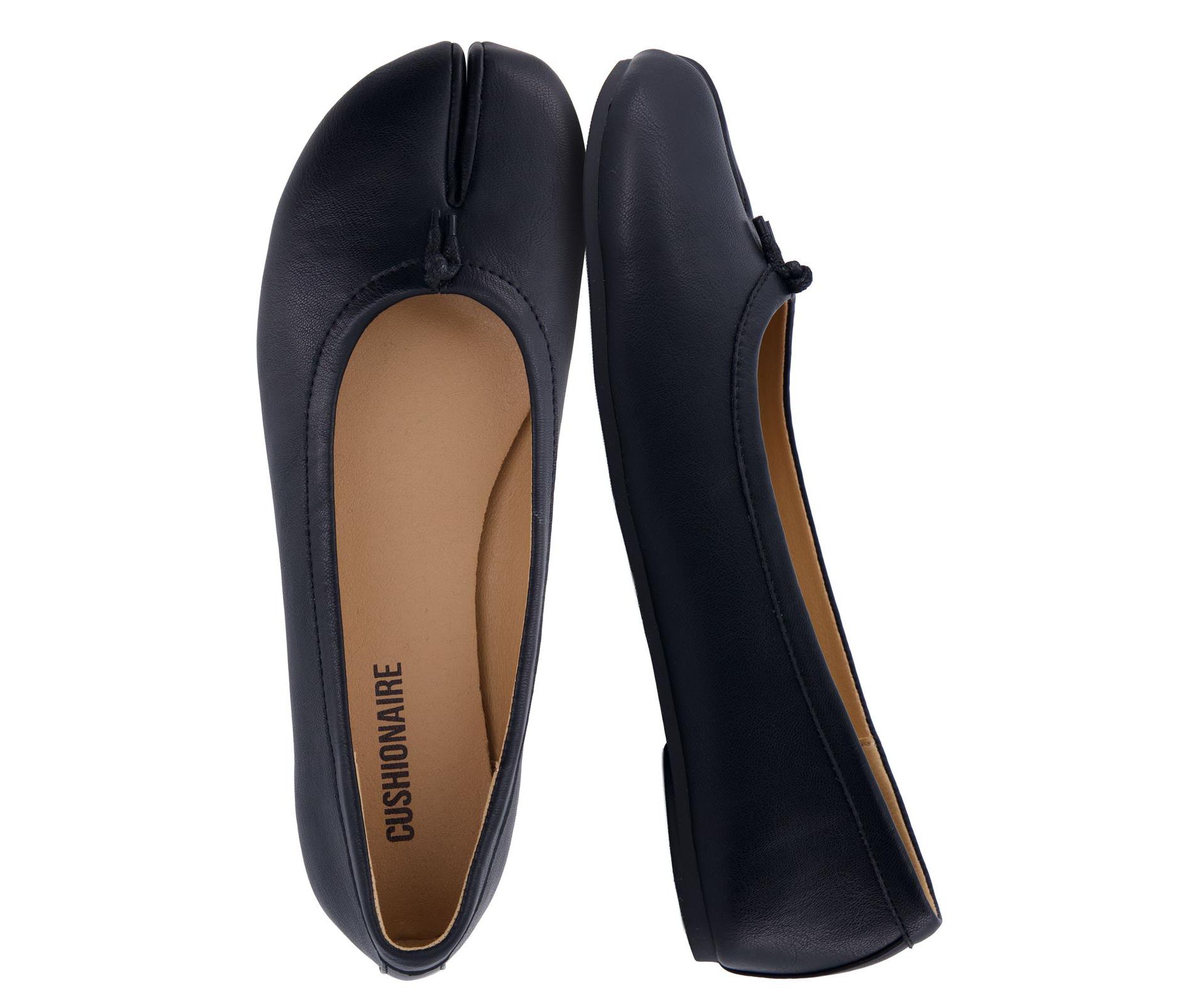CUSHIONAIRE Maki Tabi Flats for Women, Split Toe Ballet Flats with Flexible Sole and Cushioned Footbed