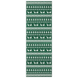 Coolmee Christmas Snowflake Washable Rugs Non Slip Soft Non Shedding Indoor Holiday Decor Carpet for Living Room BedroomRed - 1 of 4