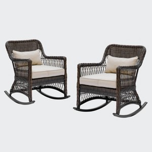 Leisure Made 2pc Pearson Wicker Rocking Chairs in Brown - 1 of 4