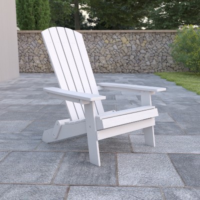 White High-Back Stainless Steel Adirondack Chair with Armrests