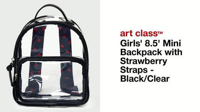 Girls&#39; 8.5&#39; Mini Backpack with Strawberry Straps - art class&#8482; Black/Clear, 2 of 6, play video