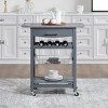 Syemin Kitchen Carts and Islands Mobile Rolling Kitchen Island Trolley Serving Cart Mobile Kitchen Storage Islands, Grey, 30"*15.75"*33.4" - 4 of 4