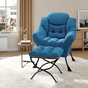 GustoWave Lazy Chair with Ottoman, Modern Lounge Accent Chairs with Footrest, Armrest, Side Pocket, Reading Cozy Lounge Sofa Chair for Living Room - 1 of 4