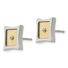 Chisel Stainless Steel Polished with 18k Gold Accent and .03 Carat Diamond Square Earrings - 3 of 4