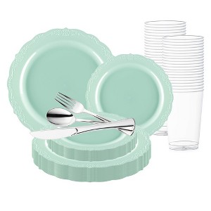 Smarty Had A Party Turquoise Vintage Round Plastic Wedding Set - 60 Sets - 1 of 1