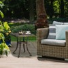 KTMBDW 21¡± Cast Aluminum Outdoor Side Table with 1.6¡± Umbrella Hole, All Weather Square Patio Coffee Table Porch Table Bistro Table, Bronze - 2 of 4