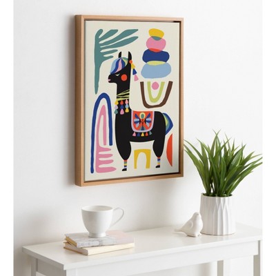 24" x 18" Colorful Abstract Llama Canvas Print for Kids