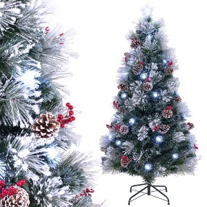 Costway 5/6/7 FT Flocked Christmas Tree Artificial Xmas Tree with 170/220/270 Branch Tips &Pine Needles - 1 of 4