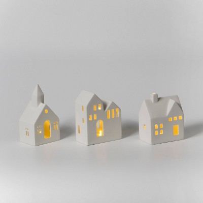 3ct Large Lit Ceramic Houses - Bullseye's Playground™