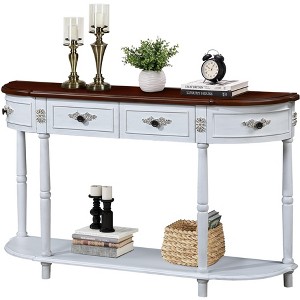 NicBex 52" Retro Console Table with 2 Drawers and Open Shelf,Wood Entryway Table with Half Moon Shape,Curved Table for Living Room,Entryway - 1 of 4