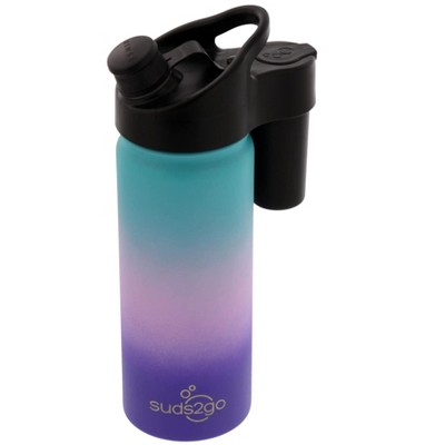 Suds2Go 20oz Portable Water Bottle & Hand Wash System – Bubble Gum Color, Vacuum Sealed, Leakproof, Lightweight – Great for Travel & Outdoors