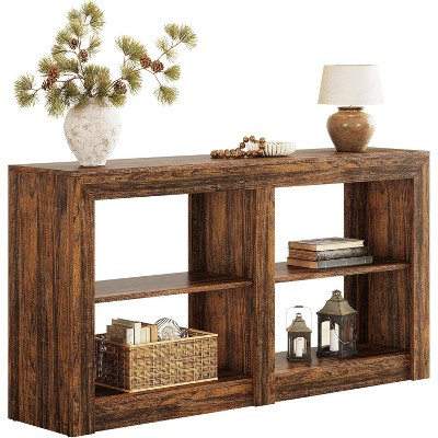 Tribesigns 59-Inch 3-Tier Farmhouse Entryway Table, Wood Console Table Behind Couch