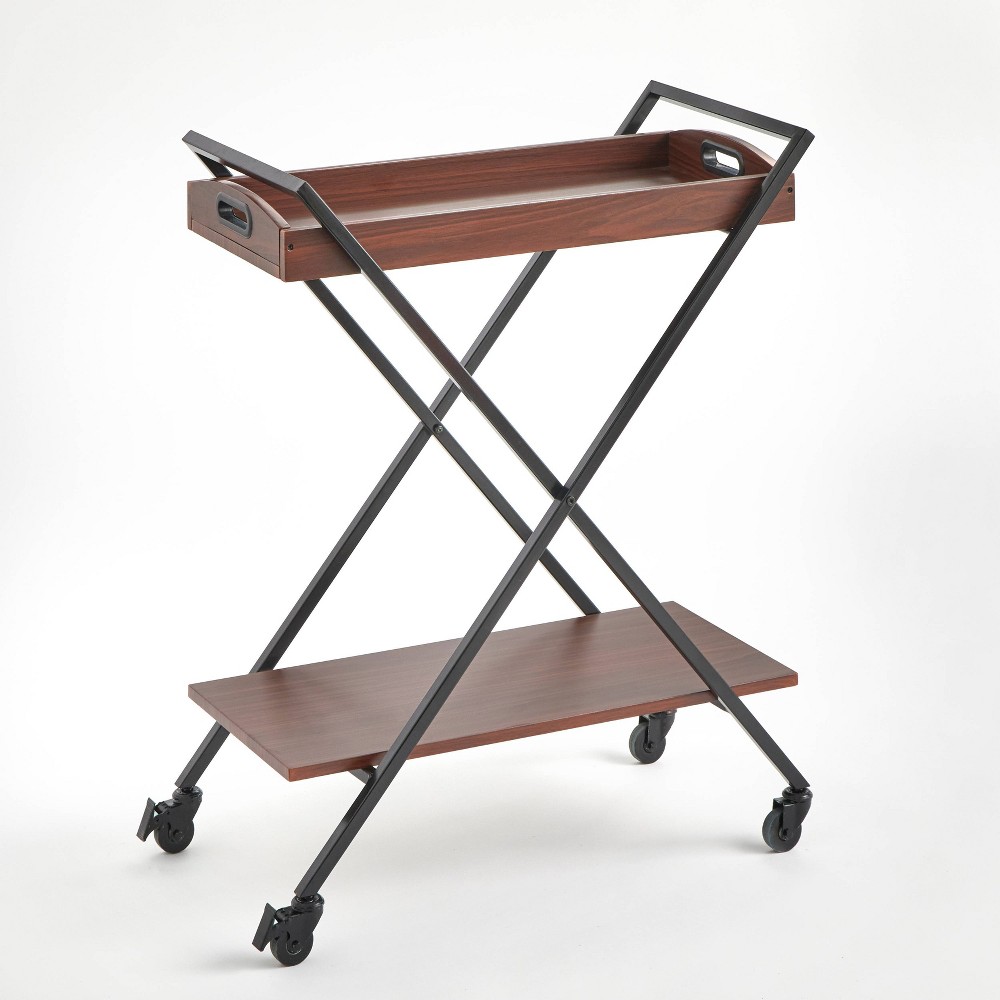 Photos - Other Furniture Landress Bar Cart Walnut/Black - Buylateral