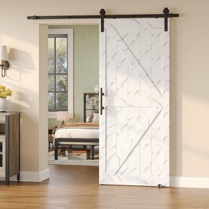 Bestier 36in x87in/48in x 84in Wood Sliding Door with Hardware Kit & Handle Included, Solid Barn Door Slab Covered with Water-Proof PVC Surface - 1 of 4