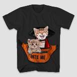 Men's Bite Me Cats Short Sleeve Graphic T-Shirt - Charcoal Gray