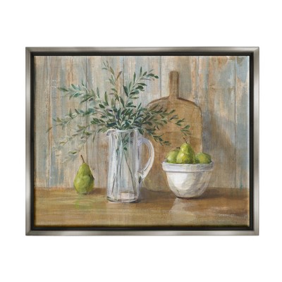 Stupell Industries Rustic Pears Still Life Framed Floater Canvas Wall Art