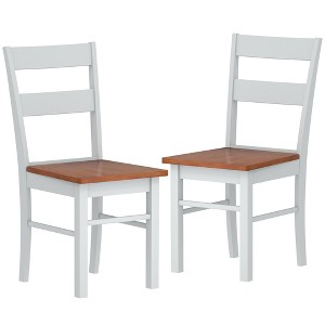 HOMCOM Dining Chairs, Set of 2 Rubber Wood Kitchen Chairs with Open Back, Farmhouse Dining Room Chairs - 1 of 4