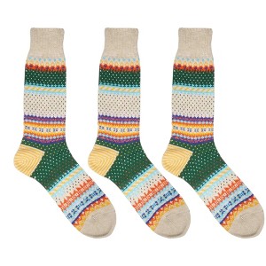 Anna-Kaci Women's 3-Pack Retro Cotton Crew Socks Soft Breathable Mid Calf Warm Everyday Wear - 1 of 3