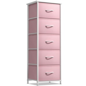 Sorbus Narrow 5 Drawers Nightstand with Steel Frame, Wood Top, Easy Pull Fabric Bins for Home, Bedroom, Office & Dorm - 1 of 4