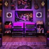 Aheaplus Audio Stereo Rack Cabinet with Record Storage, Turntable Console Stand with LED Lights and Outlets - 2 of 4