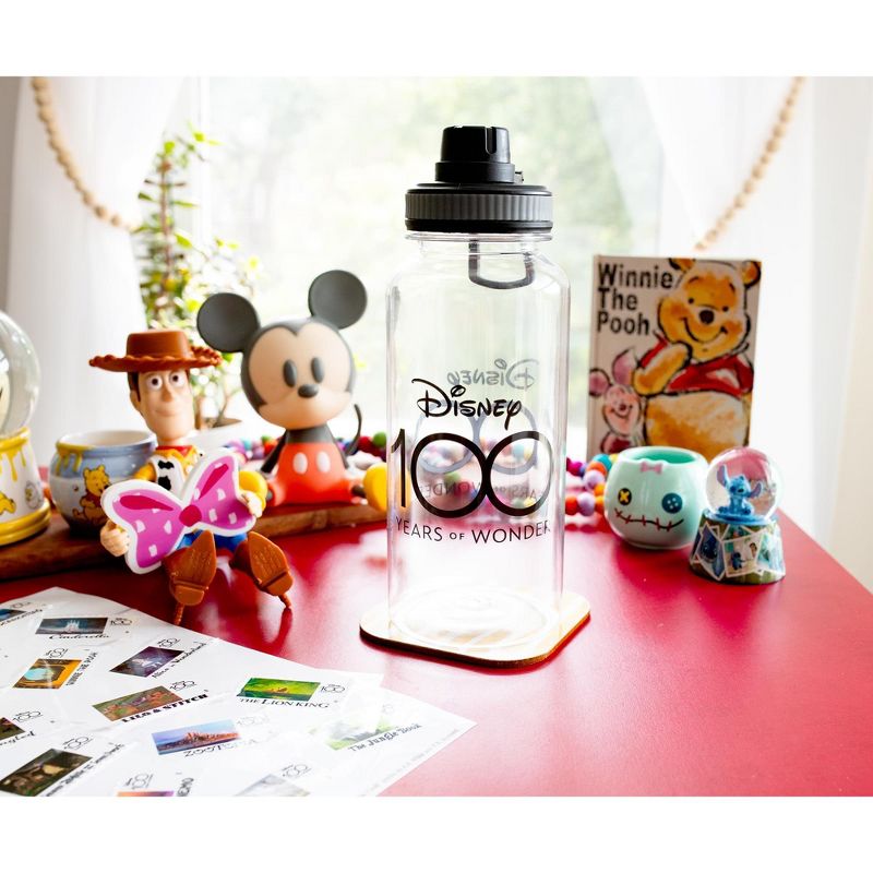 Silver Buffalo Disney 100 Years of Wonder 32-Ounce Twist Spout Water Bottle and Sticker Set, 3 of 10