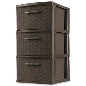 3 Drawer Weave Tower, Plastic Decor Drawers with Pull Handles - 1 of 2